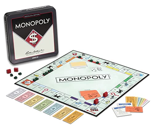 Monopoly Nostalgia Edition Board Game in Collectible Tin by WS Game Company - Vintage Style Property Trading Board Games for Ages 8+