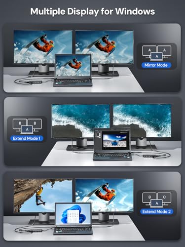USBC to HDMI, DockteckExpand 5-in-1 USB C Hub with Dual HDMI | 4K@30Hz, 2 USB 3.0 Ports, 100W PD Charging – Compatible with MacBook, Dell, Chromebook & More - color: Cool Black