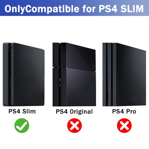 Wall Mount Bracket Compatible for PS4 Slim,PS4 Slim Wall Mount Holder | with Detachable 2 Controller Holder & Headphone Hanger,Mount on The Wall or The Back of The TV