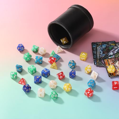 uxcell Polyhedral Dice Set, 7 Pcs Acrylic Dice for Role Playing Table Games Tabletop Gaming Accessories, Pearl Pattern Golden Yellow - color: Pearl Pattern Golden Yellow
