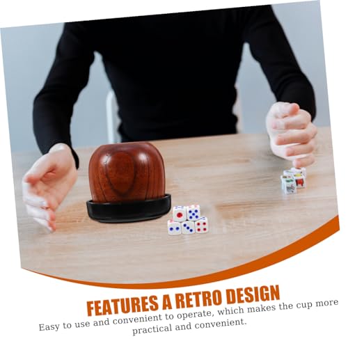 VOSAREA Wooden Dice Rolling Cup Set with Lid Capacity Shaking Box for Board Games Includes Small Dice and Easy to Clean Storage Cup