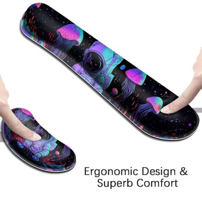 Desk Mat, Large Gaming Mouse Pad with Wrist Rest, 4 in1 XXL Mouse pad+Keyboard Wrist Rest+Mouse Pad Wrist Support+Cup Coaster Set, Ergonomic Desk Pad for Home Office,Spaceman - color: 87