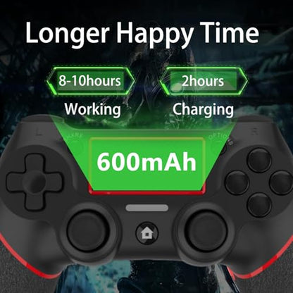 SZYUYU Wireless Controller for Ps4 Romote Compatible with Ps4/Slim/Pro/Windows PC, Controller for Ps4 with 3.5mm Audio Jack, Touch Pad,Six Axis Motion Control, Charging Cable(BLACK RED) - color: BLACK RED
