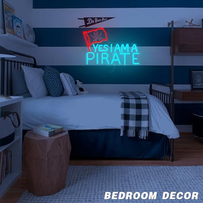 Pirate Neon Sign - YES I AM A PIRATE LED Light for Boys Room Decor, Pirate Themed Bar Wall Art, Nautical Man Cave Gift, Skull Crossbones, Kids Game Room Decor(16.2 * 11inch) - style: YES I AM A PIRATE