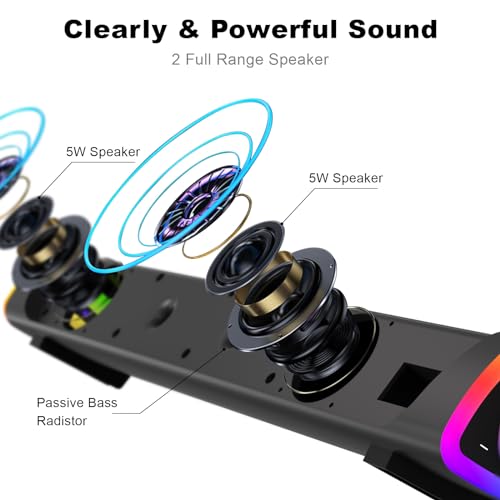 SOULION R30 Plus Bluetooth Computer Speakers, Wired USB Powered Plug & Play | All-in-One Rotary Control, Slanted Design, 6 Modes LED Light PC Speaker for Desktop Monitor Laptop Gray - color: Gray, style: USB & Bluetooth