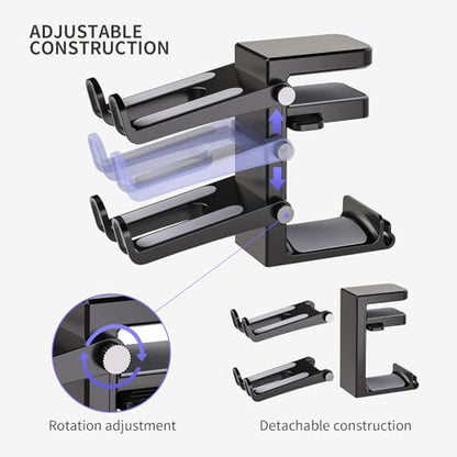 Universal Headphone Stand with Gamepad Hook No Drill Headset Holder Game Control Holder Under Desk (Black)