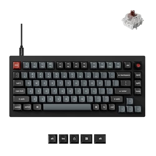 Keychron V1 8K Custom Mechanical Keyboard, 75% Wired Layout, Ultra-Low Latency 8000Hz, QMK Programmable, Hot-Swappable Brown Switches, RGB, for Gamers and Typists, Compatible with Mac/Windows/Linux - color: Keychron Brown Switch