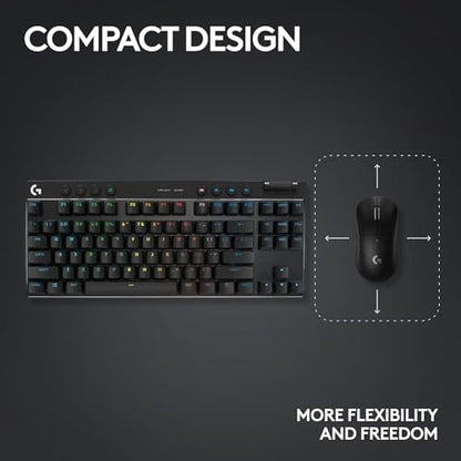 Logitech G PRO X TKL Lightspeed Wireless Gaming Keyboard (Tactile) - Black | Lightspeed wireless, Ultra-Portable Tenkeyless Design, LIGHTSYNC RGB, PBT keycaps, Tactile Switches - color: Black, size: TKL - Wireless, style: Tactile