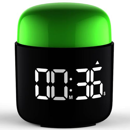 Large Display Digital Timer Stopwatch, Retro Manual Twist Table Count Down & Up Game Timer, Easy to use, Night Light Silent & Sound Timers for ADHD Study Work Kitchen Classroom Yoga Gym (Grass Green) - color: Grass Green