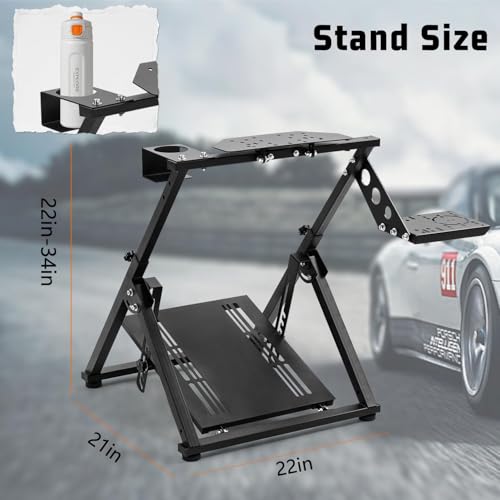 Gazzyt Foldable Racing Wheel Stand Adjustable Racing Cockpit for Logitech | R5 R9 G29, for Thrustmaster T248 T500, for Fanatec Sturdy Gaming Stand,Space-Saving Design Wheel and Pedals Not Included