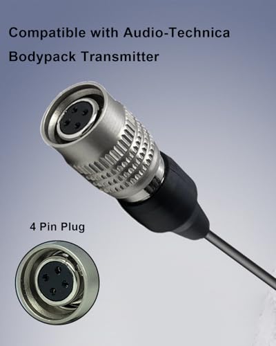 Lavalier Lapel Microphone Unidirectional Condenser Mic for Audio-Technica Wireless Bodypack Transmitter ATW-110G, ATW-T310, ATW-T701,ATW-T1000, ATW-T1001, ATW-T1000 (Hirose 4 Pin Plug) - size: Hirose 4 Pin Plug (Audio-Technica)