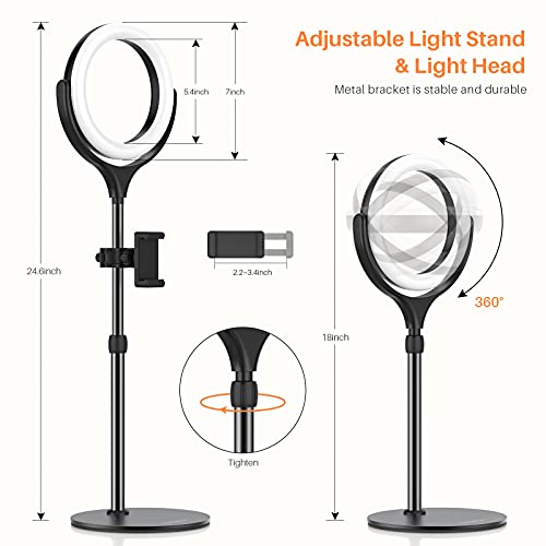 Video Conference Lighting Kit,Anozer Desk Ring Light for Computer Laptop Mac,Circle Face Lights with 3 Dimmable Color & 10 Brightness for Zoom Meeting Call,Live Streaming,Webcam Chat,Makeup