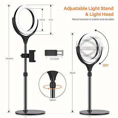Video Conference Lighting Kit,Anozer Desk Ring Light for Computer Laptop Mac,Circle Face Lights with 3 Dimmable Color & 10 Brightness for Zoom Meeting Call,Live Streaming,Webcam Chat,Makeup