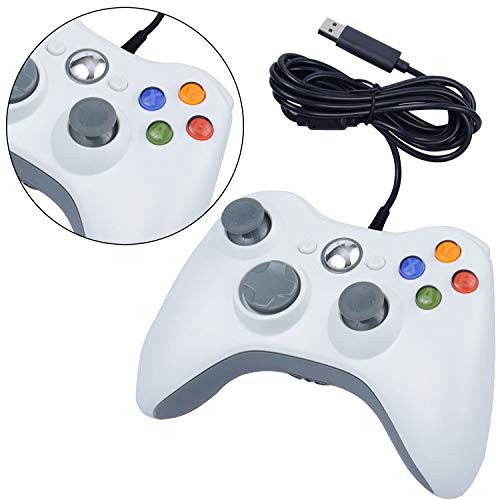 ONE250 USB Wired Game Pad Controller, Compatible with Xbox 360, Xbox 360 Slim, Windows PC - Replacement USB Wired Gamepad (White) - color: White