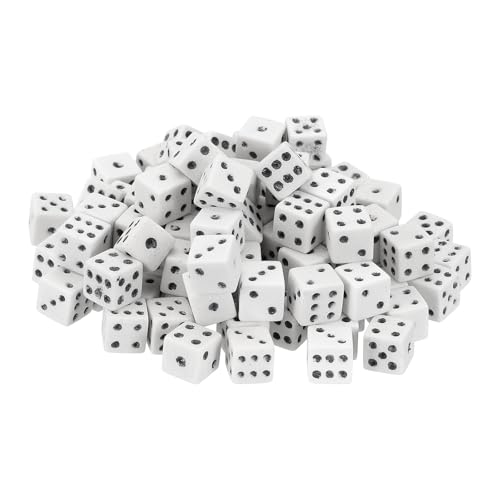 uxcell 300Pcs Mini Dice, 8mm/0.31" Acrylic Tiny Six Side Game Dot Square Dice Bulk for Table Board Game Party Activities, Light Beige/Black - color: Light Beige/Black, size: 8mm/0.31"