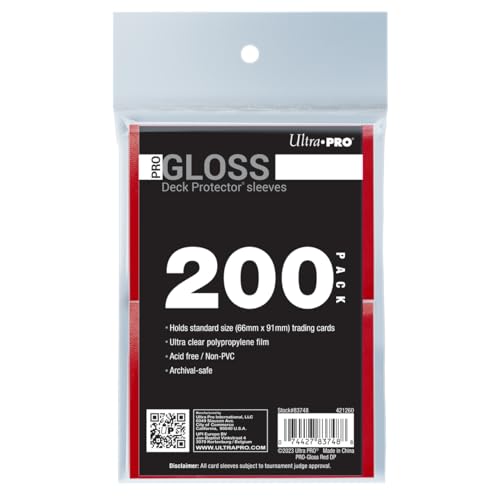 Ultra PRO - 200ct Red PRO-Gloss Standard Card Sleeve Deck Protector, Protect & Store Collectible, Sport, MTG, D&D Cards - color: 200ct Gloss Red