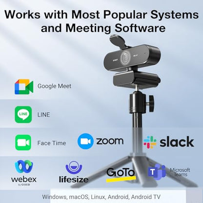 EMEET NOVA 4K Webcam with Tripod, PDAF Autofocus, Adjustable Heights | 360° Swivel Head, 2 Noise-Cancelling Mics, USB Plug&Play, Privacy Cover, Ideal for Online Meetings&Live Streaming - style: 4K Tripod 360° Swivel