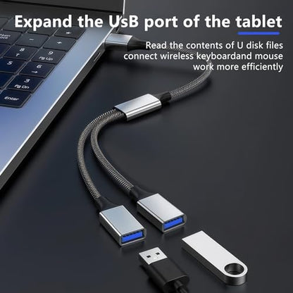 REYTID USB C Splitter Cable, Type C Y Splitter 2-in-1 Hub - Male to Dual USB C Female Adapter for Laptop/Tablet/Telephone/Flash Disk Drive/Gaming Consoles