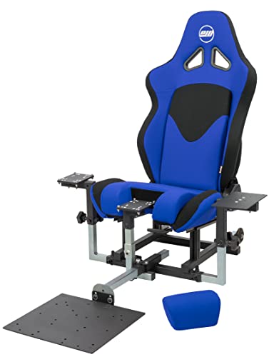 SimFab Modular Flight Simulator Pit For Combat Simulation. DCS Edition. Compatible With Thrustmaster Warthog, WinWing, VirPil, VKB And Alike Controls. Upgradable To General Aviation or Sim Racing - color: blue seat