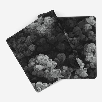 Japanese Cloud Desk Mat, Extended Gaming Mouse Pad, XL Size 35.4 x 15.7 inches, Black and Gray, Non-Slip Base - color: Auspicious Cloud