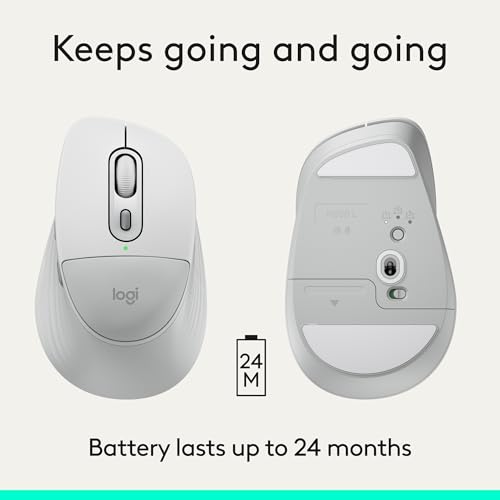 Logitech Signature Comfort Plus M850 L Wireless Mouse - Off White | Bluetooth, palm cushion, 24-month battery, customizable buttons, for Windows, Mac, iPad - color: Off White, style: With Palm Cushion