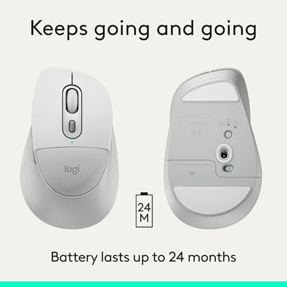 Logitech Signature Comfort Plus M850 L Wireless Mouse - Off White | Bluetooth, palm cushion, 24-month battery, customizable buttons, for Windows, Mac, iPad - color: Off White, style: With Palm Cushion