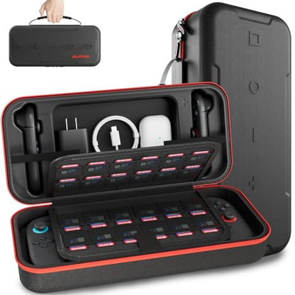 ELECGO Carrying Case Compatible with Nintendo Switch 2, Large Capacity Portable Travel Pouch Fit for Joy-Con 2 & Console & Adapter, EVA Hard Shell Carry Case with 24 Game Slots | Portable Travel Pouch Fit for Joy-Con 2 & Console & Adapter, EVA Hard Shell