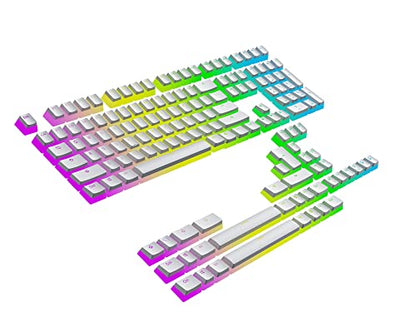 Ranked Pudding v2 PBT Keycaps | 145 Double Shot Translucent ANSI US & ISO Layout | OEM Profile for Full Size, TKL, 75%, 65% and 60% RGB Mechanical Gaming Keyboard (White) - color: White