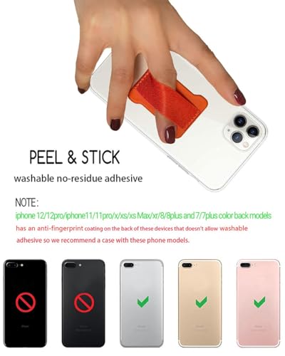Finger Strap Phone Holder - Ultra Thin Anti-Slip Universal Cell Phone Grips Band Holder for Back of Phone - 2Pack，BlackOrange - color: BlackOrange