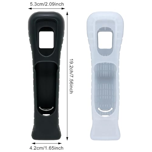 yueton 2pcs Black and White Replacement Extended Silicone Protective Skin Case Cover for Nintendo Wii Motion Plus Remote Controller