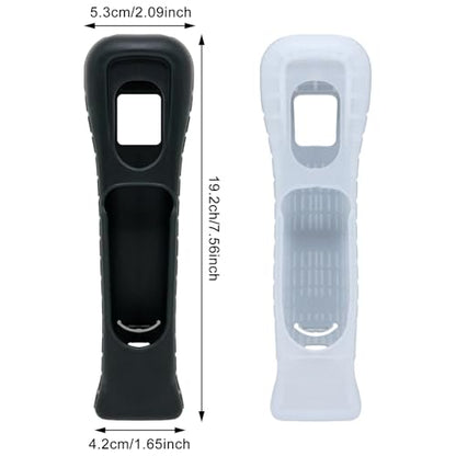 yueton 2pcs Black and White Replacement Extended Silicone Protective Skin Case Cover for Nintendo Wii Motion Plus Remote Controller