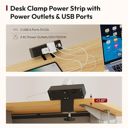 SANODESK Electric Standing Desk with Desk Clamp Power Strip 40"x 24" Whole-Piece Desktop Height Adjustable Stand Up Desk with Cable Management Sit Stand Home Office Desk Silver Frame/Maple Top - color: Silver Frame+maple Top, size: 40"x24"