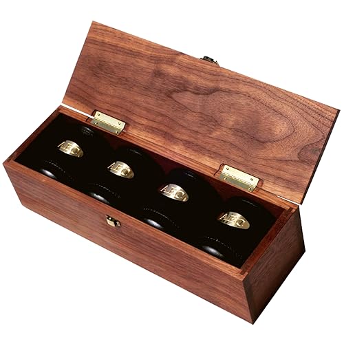 Golden Gate Dice Cup Set of Four in Walnut Presentation Case Includes Twenty White Dice and a Book of Dice Games (Includes Liars Dice) (Dice Shaker Cup Set) - style: Four-Personalized Leather Dice Cups in Walnut Case