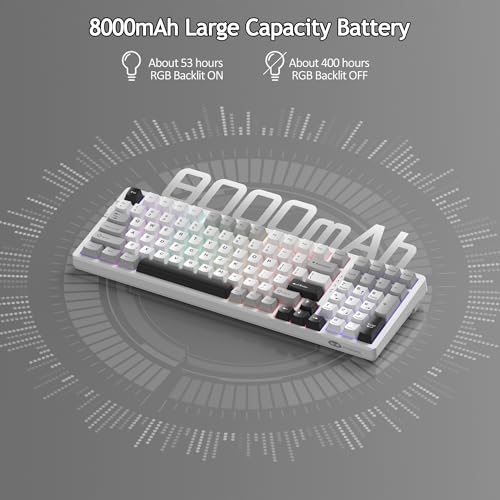 MageGee LIGHT100 Wireless Creamy Keyboard, Gasket Structure Hot Swappable, Tri-Mode 2.4G/USB-C/BT5.0 RGB Backlit Mechanical Gaming Keyboard for Win/Mac/PC, PBT Keycap, 4000mAh Battery, Grey - color: Grey Black/Blue Whale Switch