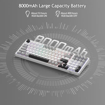MageGee LIGHT100 Wireless Creamy Keyboard, Gasket Structure Hot Swappable, Tri-Mode 2.4G/USB-C/BT5.0 RGB Backlit Mechanical Gaming Keyboard for Win/Mac/PC, PBT Keycap, 4000mAh Battery, Grey - color: Grey Black/Blue Whale Switch