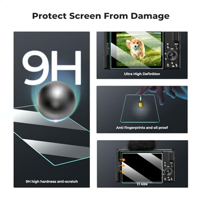 K&F CONCEPT 3pcs Screen Protector Compatible with Sony ZV-1/ZV-1 II/ZV-E10 Camera & Hot Shoe Cover, Ultra Clear Tempered Glass Screen Protector, Anti Scratch Bubble Free Ultra Resistant - size: ZV-E10/ZV-1F/ZV-1 II/ZV-1