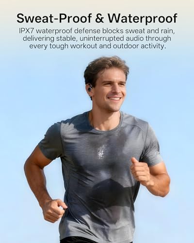 Open Ear Earbuds, Over Ear Headphones with Ear Hooks, True Wireless Bluetooth 6.0 Earphones, Stereo Sound, Ultra-Comfort, 50H Playback, IPX7 Waterproof Ear Buds with Mics for Running Sports - color: Black