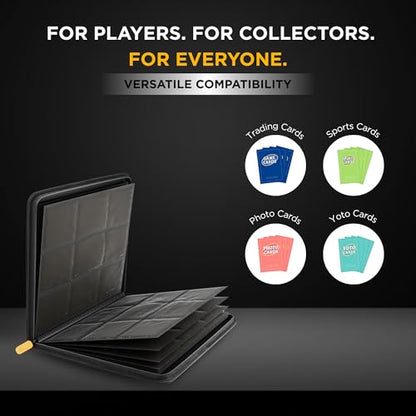 Card Guardian - 9 Pocket Premium Black Card Binder with Zipper for 360 Cards - Trading card binder with Side Loading Pockets for Trading Card Games -TCG Binder (Black) - color: Black
