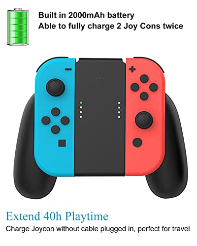 KINVOCA Charging Grip with 2000mAh Battery, 2-in-1 Comfort Grip for Nintendo Switch Controller, Controller Charger with 32in USB-C Cable, Power & Charge Indicators, Overcharge Protection - size: Grip for Original Controller ONLY(2000mAh Battery)