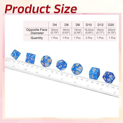 uxcell Polyhedral Dice Set, 7 Pcs Acrylic Dice for Role Playing Table Games Tabletop Gaming Accessories, Sparkling Light Blue - color: Sparkling Light Blue