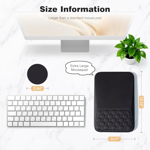 Ospelelf Mouse Pad with Wrist Rest Black Ergonomic Comfortable Pain Relief Mousepad Wrist Support for Laptop Computer - color: Black