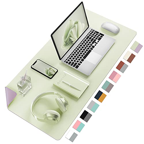 Aothia Double-Sided PU Leather Desk Pad - Non-Slip Large Mouse Pad & Desk Mat for Office, Home - Waterproof, Easy to Clean, Durable Dual-Sided Surface (31.5" x 15.7", Matcha Green) - color: Matcha, size: 31.5" x 15.7"