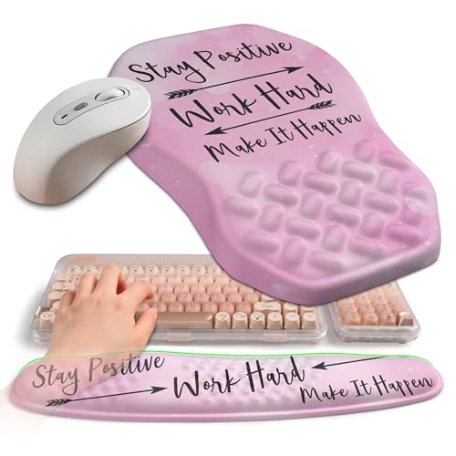 2-in-1 Ergonomic Set, Wave Keyboard Wrist Rest and Massage Slope Mouse Pad Wrist Support, Rebound Memory Foam for Relieve Carpal Tunnel Syndrome and Wrist Pain (Stay Positive) - color: Stay Positive
