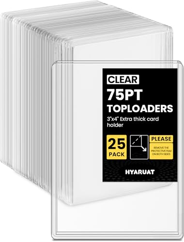 75pt Top Loaders for Cards, 3x4 Extra Thick Holder with Protective Film, Toploader Card Protectors Hard Plastic, 25-Count - size: 75pt extra thick holder