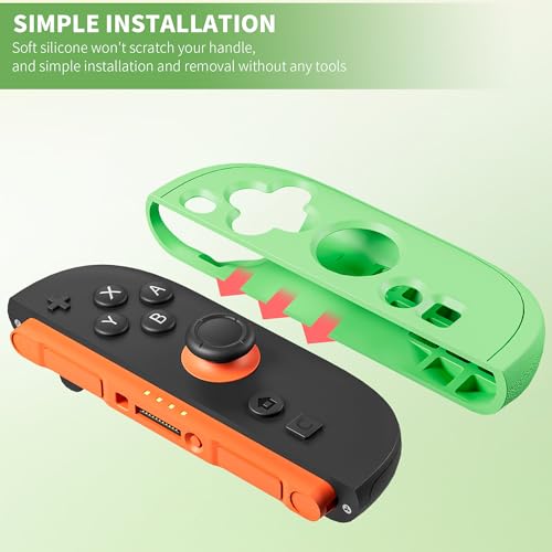 PAWDIARY Silicone Switch 2 Controller Grip Case, Frosted Protective Cover Skin for Nintendo Switch 2 Controller Handheld, [2 Pieces] Comfort Softshell and 2 Thumb Caps - Purple&Green - color: Purple-Green