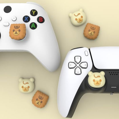 PlayVital Thumb Grip Caps for Xbox Series S/X, Xbox One, Elite Series 2 Controller, Cute Joystick Caps for ps5/EDGE/ps4, Thumbstick Cover for Switch 2 Pro/Switch Pro Controller - Cute Bear - color: Cute Bear