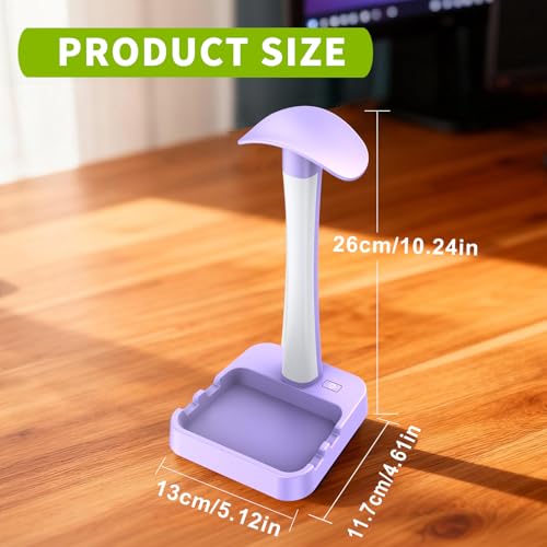 Headphone Stand with Charger,Gaming Headset stand with RGB Light Mode,For Airpod Max Stand,Desk Lamp,Phone Holder,Tablet Holder,desktop organizer,Gifts for Gamers & Music Lover (Purple) - color: Purple