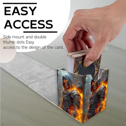 for MTG Deck Box, Trading Card Storage Case Holds 100+ Sleeved Cards, Flaming Skeleton with Crow Magnetic Closure Durable Deck Holder for Magic The Gathering, TCG & Commander - color: Flaming Skeleton with Crow