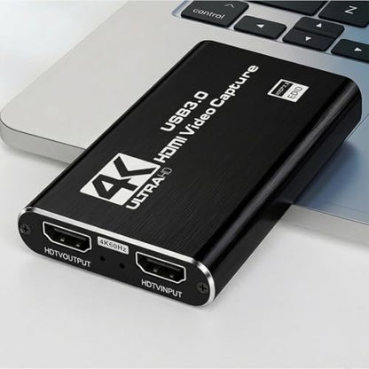 Video Capture Card, Audio Video Capture Card, USB 3.0 Capture Card 4K HDMI Loop-Out, 1080P 60FPS Video Game Capture for Streaming Works for PS5/Switch/Camera/PC/OBS (Black) - color: Black