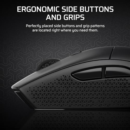 Corsair M55 Wireless Lightweight FPS Gaming Mouse – 2.4GHz & Bluetooth – 24,000 DPI – Long-Lasting Battery Life – Six Programmable Buttons – Textured Side Grips – Black - color: Black, style: Wireless